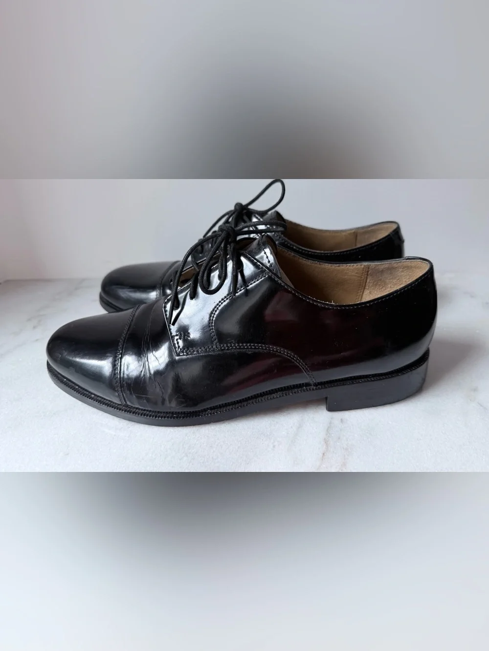 Cole Haan Men's Caldwell cap toe oxfords in black patent leather